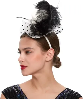 Mini Top Hat Fantasy Fascinators Hats for Women,Derby Tea Party Ostrich Feather Top Hat for Girls Party Decoration