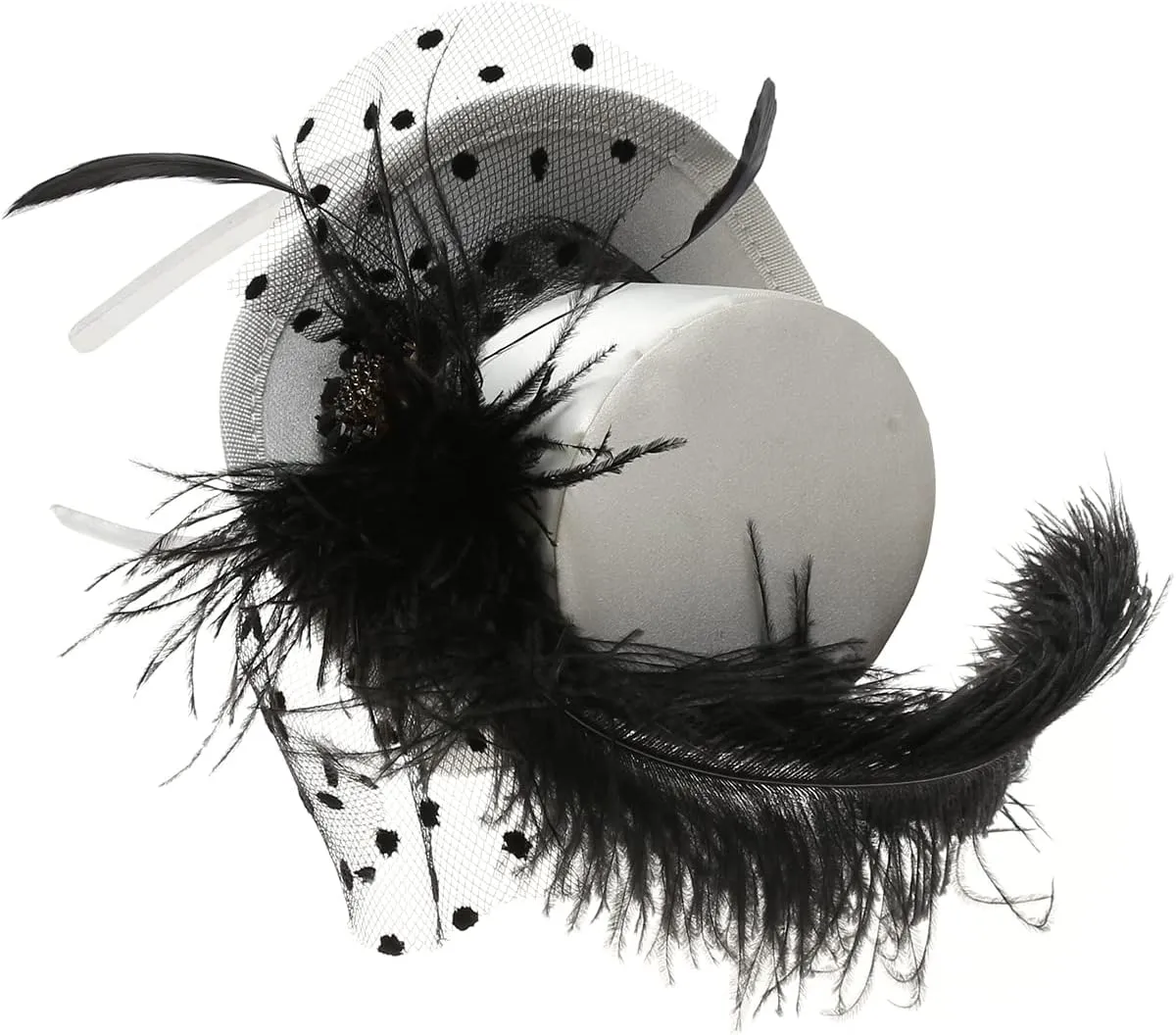 Mini Top Hat Fantasy Fascinators Hats for Women,Derby Tea Party Ostrich Feather Top Hat for Girls Party Decoration