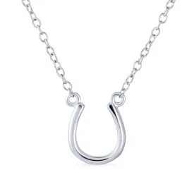Minimalist Horseshoe Pendant Necklace in Gold and Silver - Equestrian Good Luck Charm