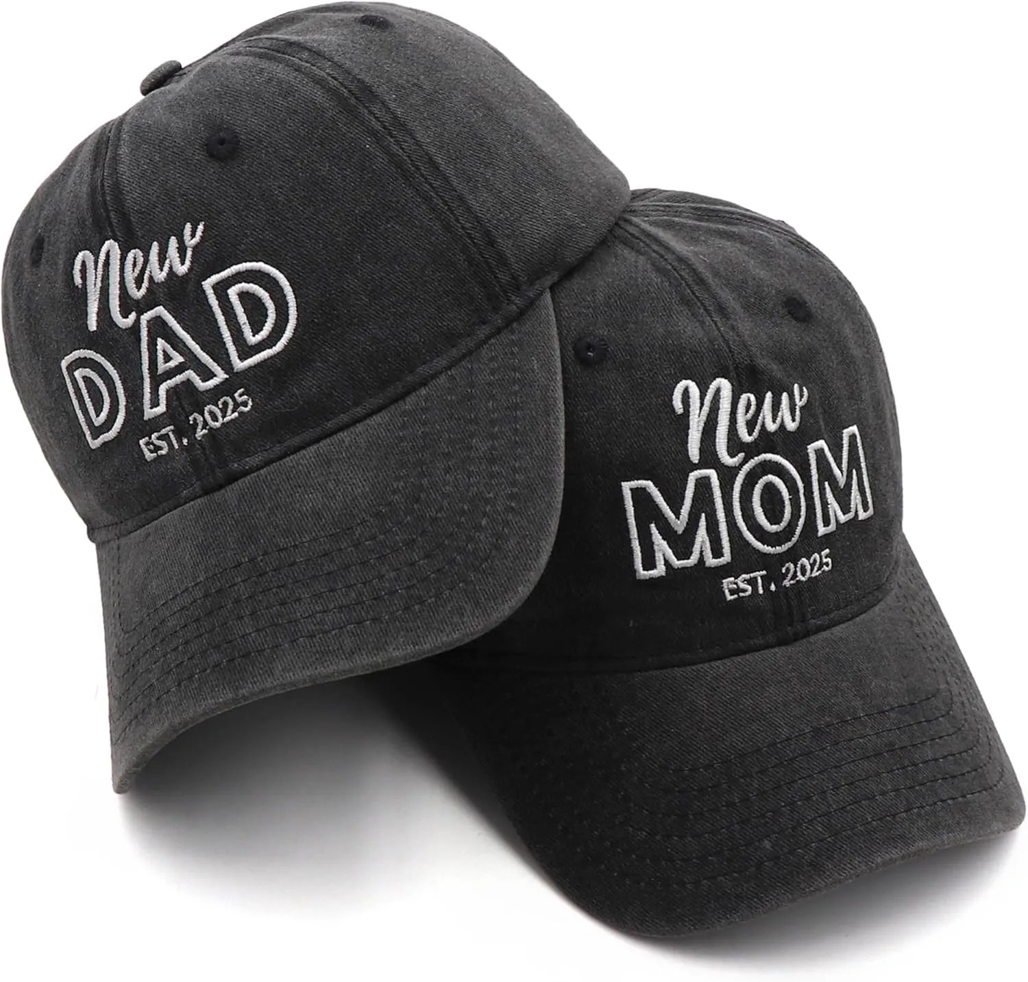 Mom and Dad Hats Est 2025 New Mom Dad Gifts Embroidered Mom Dad Hats Adjustable Baseball Cap New Parents Gifts