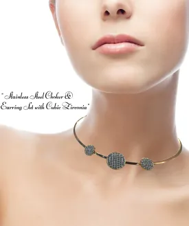 NECKLACE AND EARRING SET - (GOLD CIRCLE)