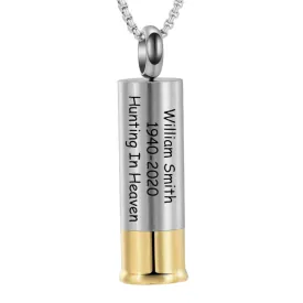 Personalized Urn Necklace - Keepsake Urn Shotgun Shell Cremation Necklace For Dog And Human Ashes - Cremation Necklace - Keepsake Necklace - Memorial Necklace - Urn Necklace