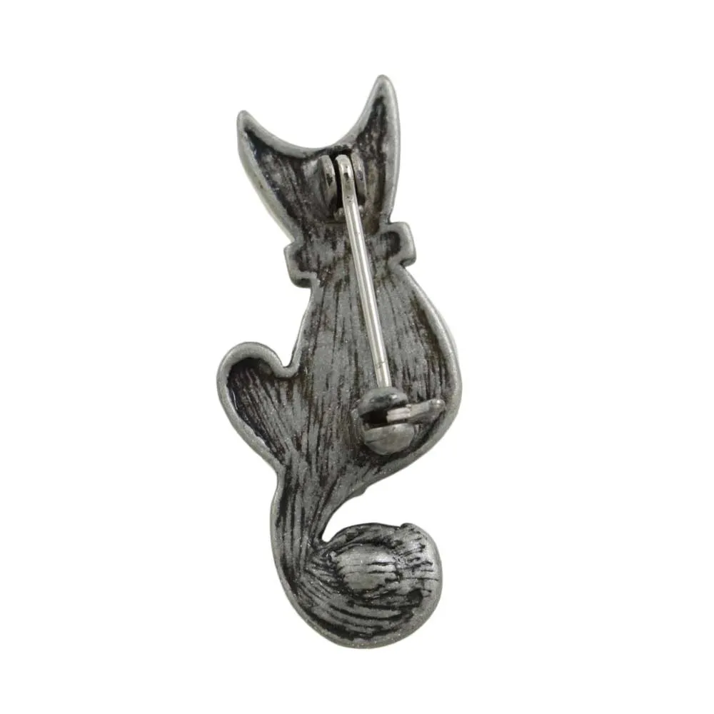 Pewter Mother of Pearl Shell Cat Brooch Pin -SLP710A