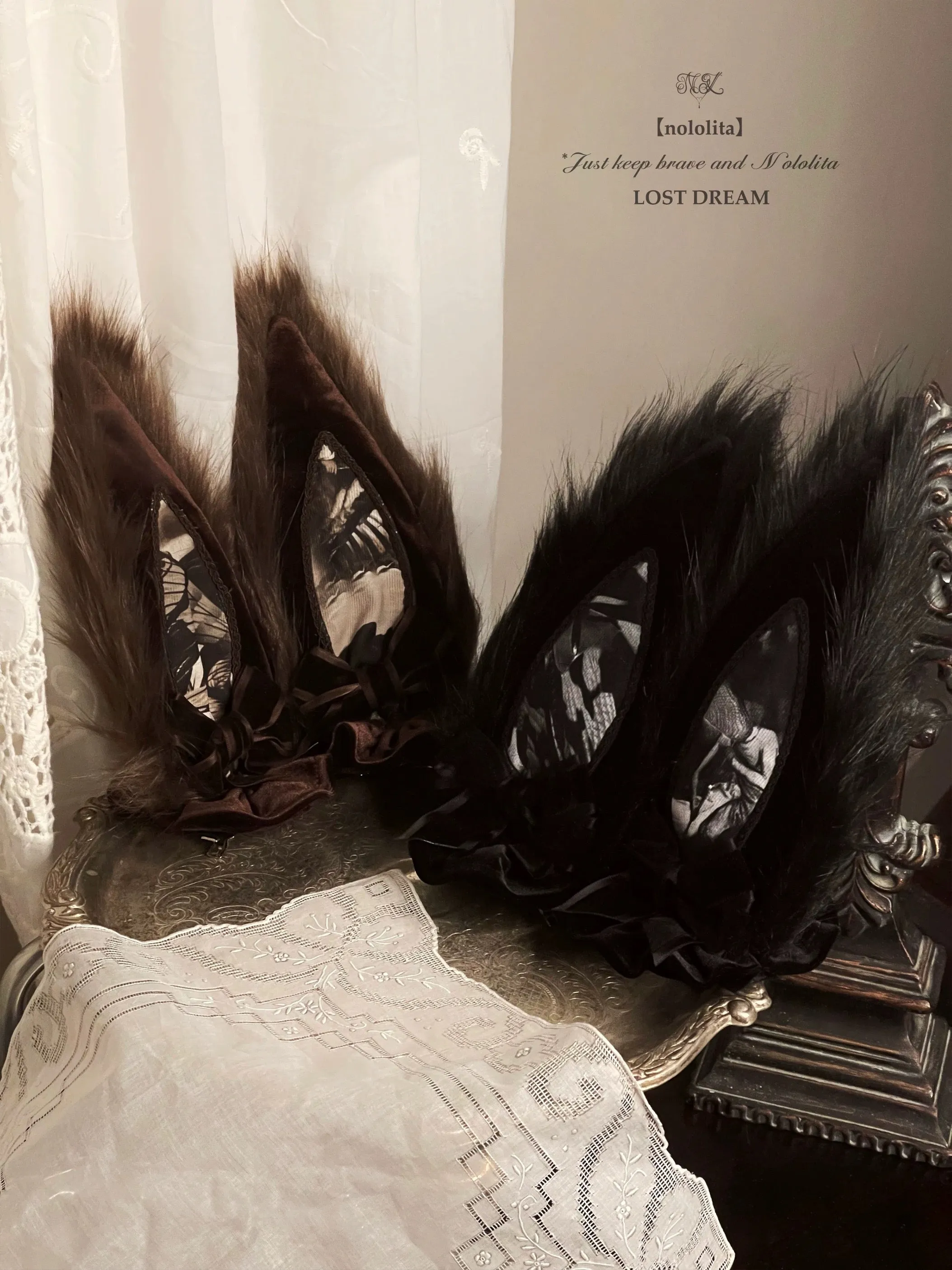 [Pre-order] NoLolita 25SS Lost Dream Faux Fur Ear Bunny Hair Clips Pins Cosplay