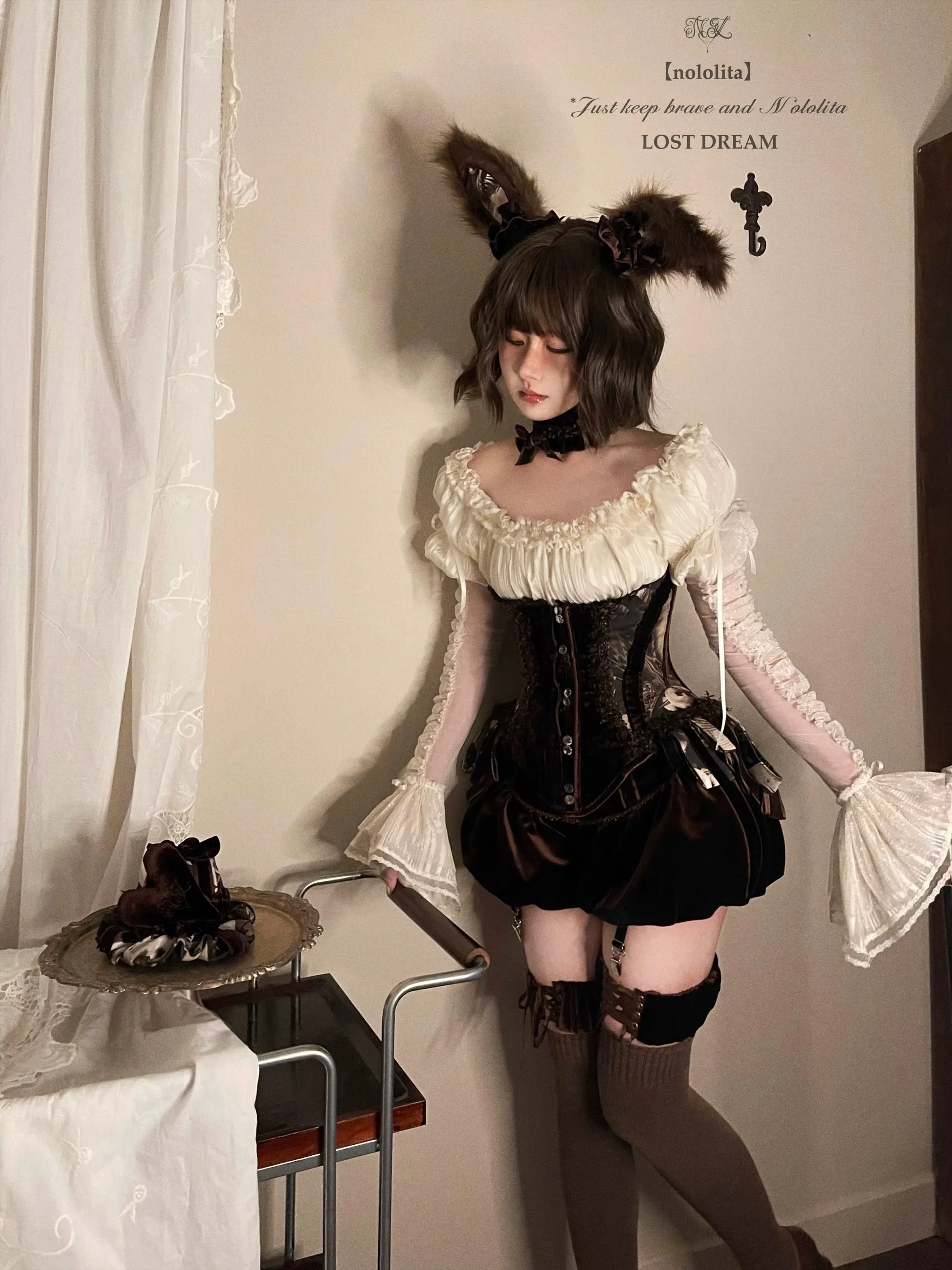 [Pre-order] NoLolita 25SS Lost Dream Faux Fur Ear Bunny Hair Clips Pins Cosplay