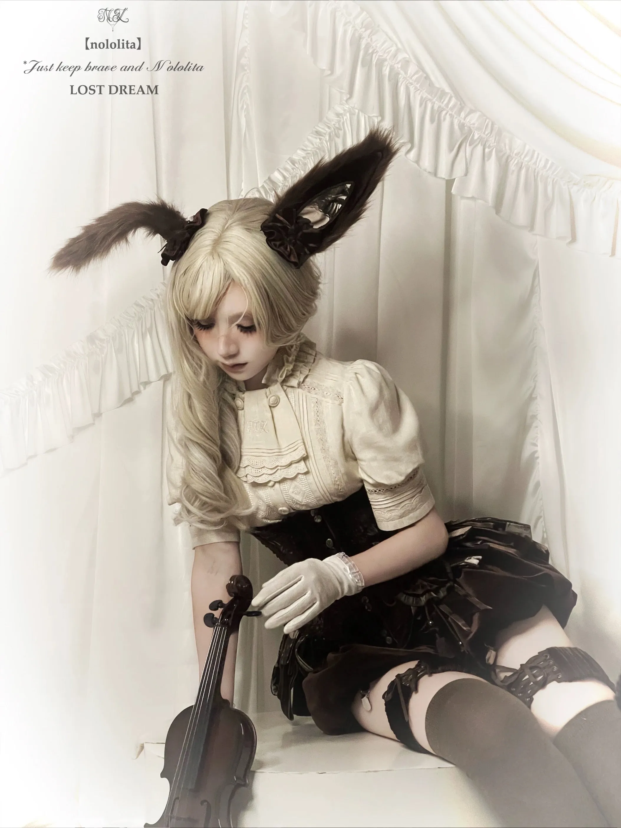 [Pre-order] NoLolita 25SS Lost Dream Faux Fur Ear Bunny Hair Clips Pins Cosplay