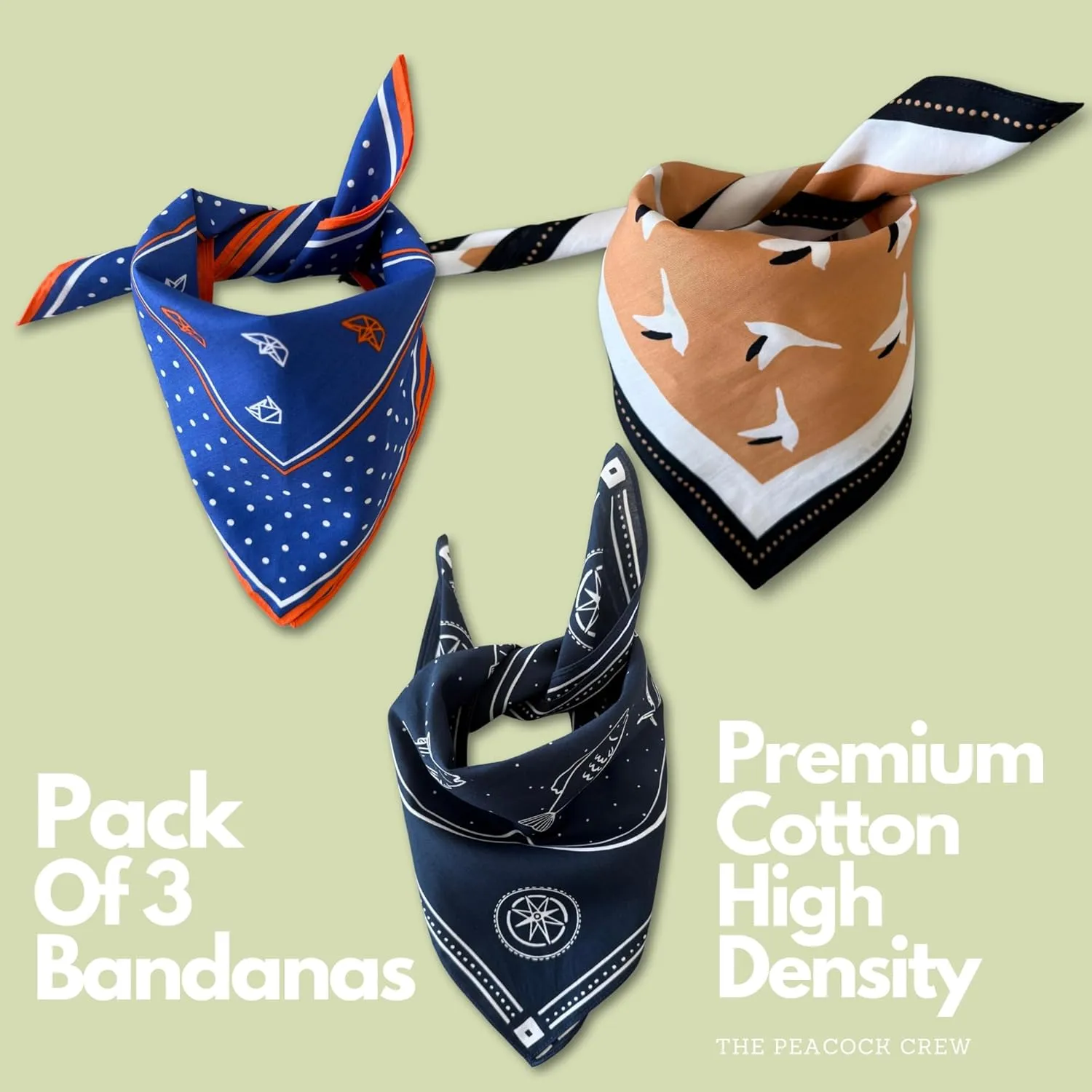 Premium Soft Cotton Designer Bandanas Pack for Men and Women 22 x 22 inches