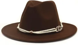 Pulcykp Fedoras Hats for Women Winter Autumn Wide Brim Panamas Felted Men Caps Jazz Hat