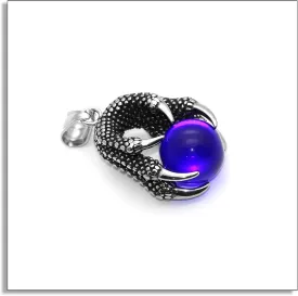 Punk Rock Stainless Steel Dragon Claw Pendant Crystal Ball Necklace,24inches Link Chain