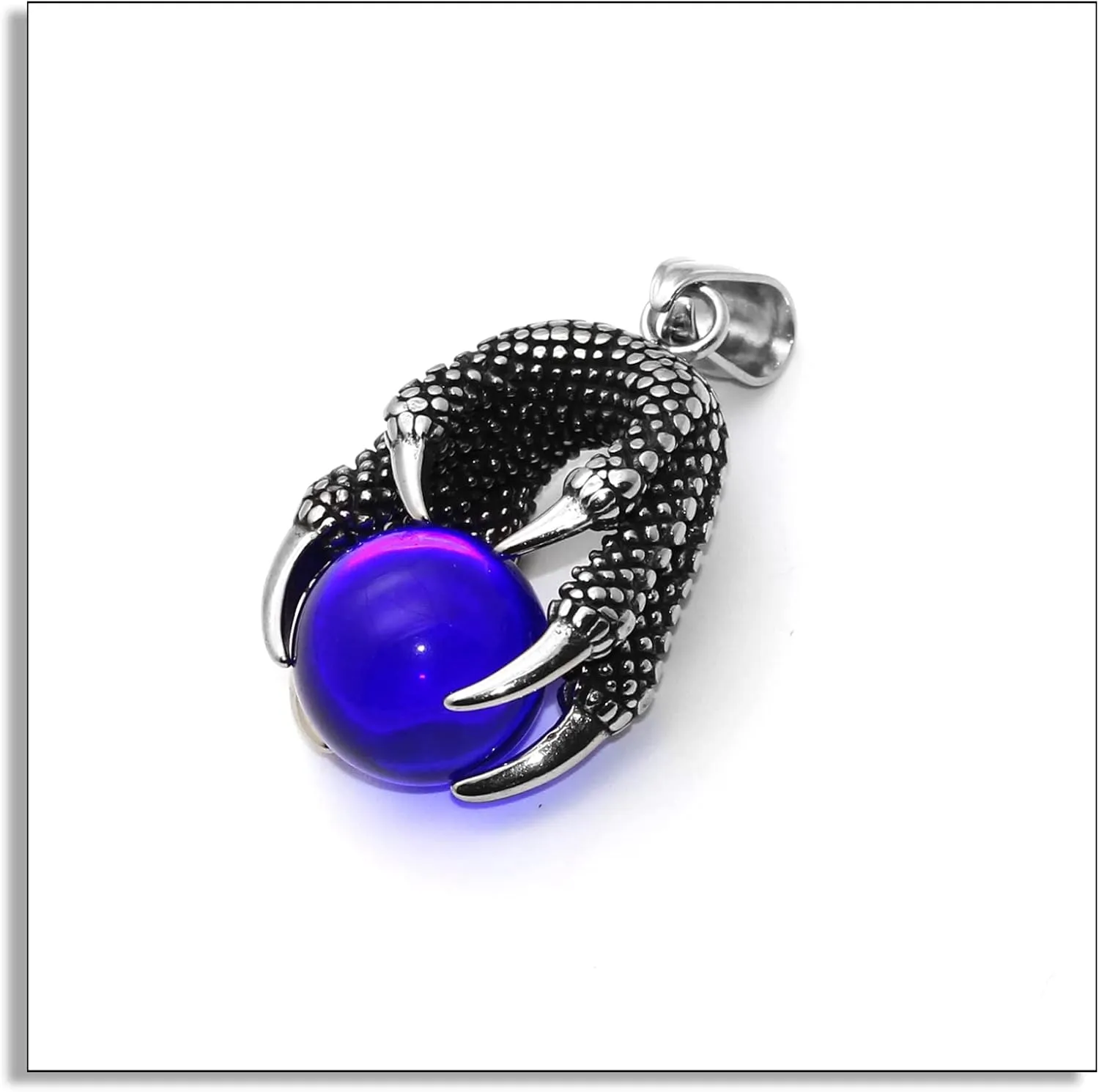 Punk Rock Stainless Steel Dragon Claw Pendant Crystal Ball Necklace,24inches Link Chain