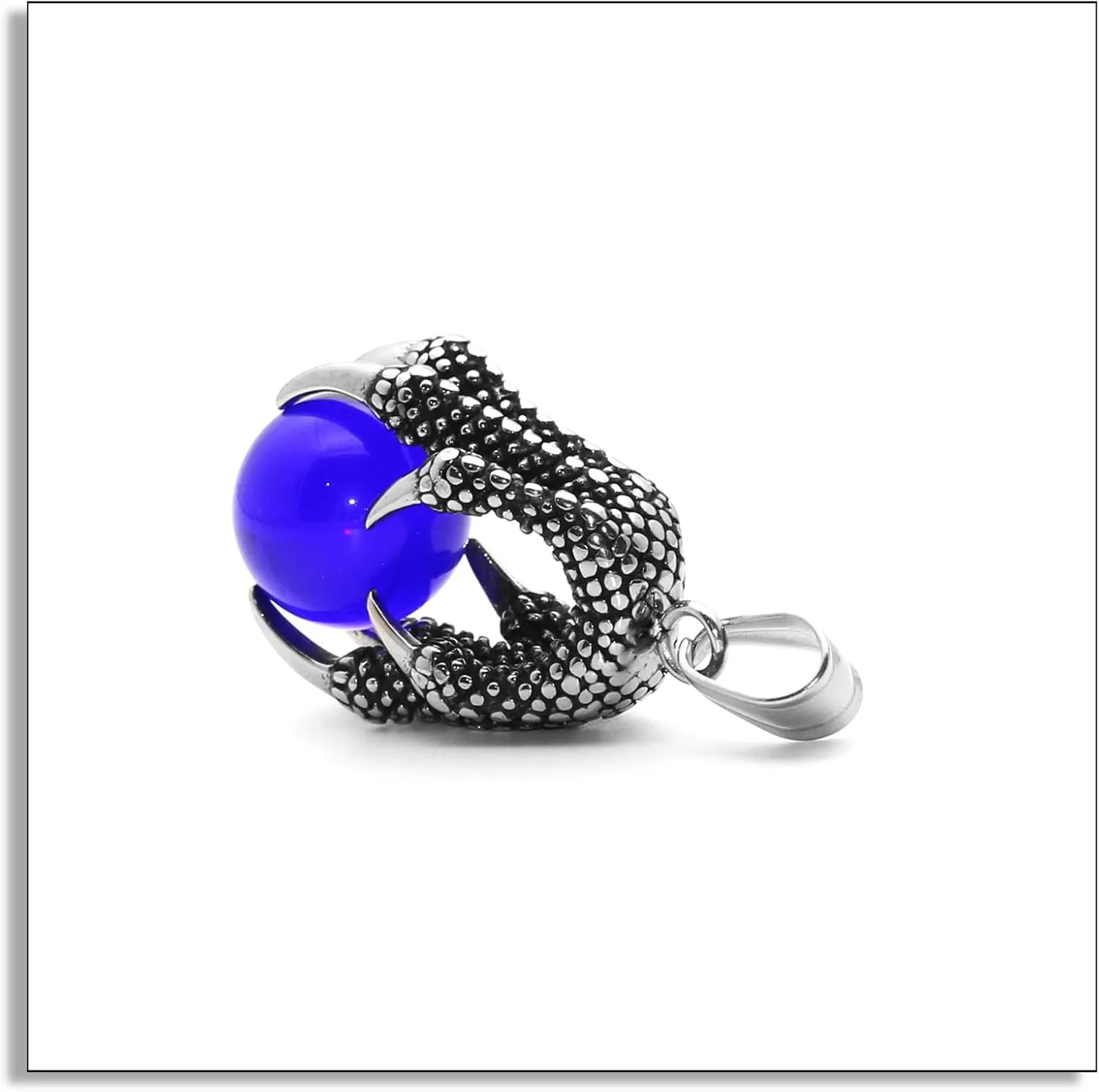 Punk Rock Stainless Steel Dragon Claw Pendant Crystal Ball Necklace,24inches Link Chain