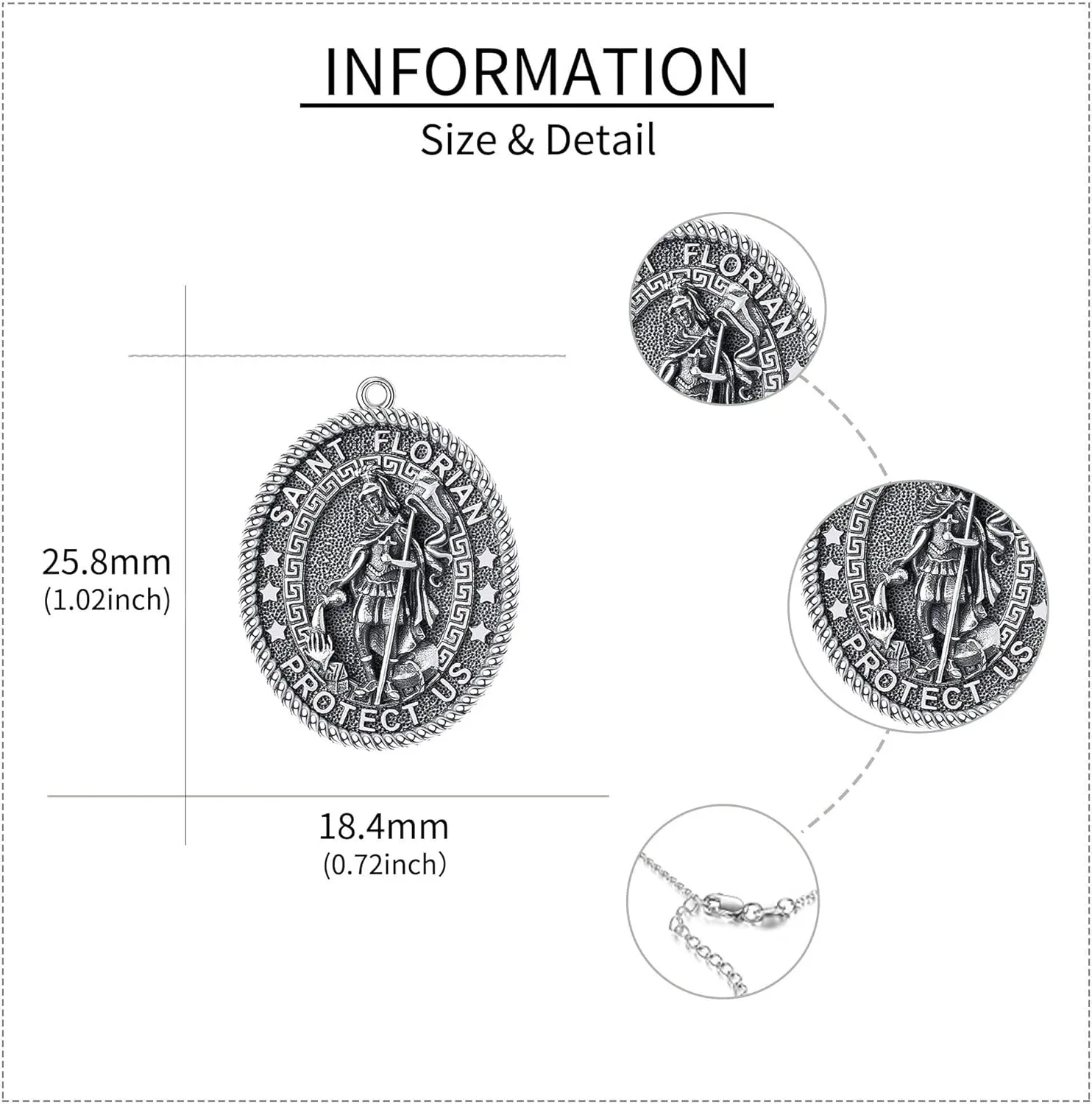 Saint Necklace 925 Sterling Silver the Archangel Pendant Amulet for Men Women Religious Protector Pendant Jewelry Gifts