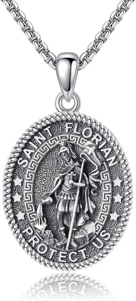 Saint Necklace 925 Sterling Silver the Archangel Pendant Amulet for Men Women Religious Protector Pendant Jewelry Gifts