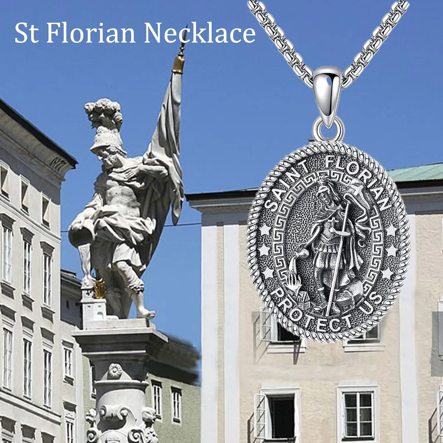 Saint Necklace 925 Sterling Silver the Archangel Pendant Amulet for Men Women Religious Protector Pendant Jewelry Gifts