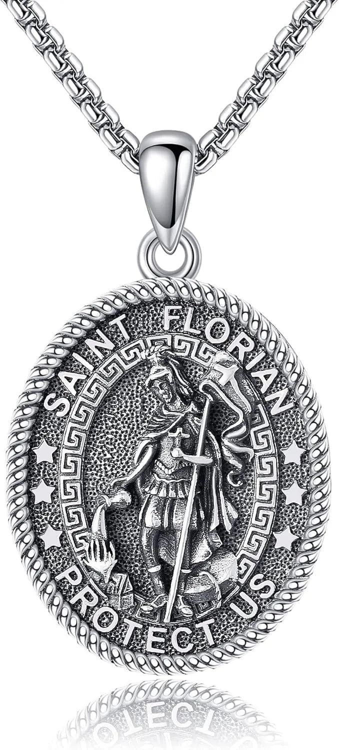 Saint Necklace 925 Sterling Silver the Archangel Pendant Amulet for Men Women Religious Protector Pendant Jewelry Gifts