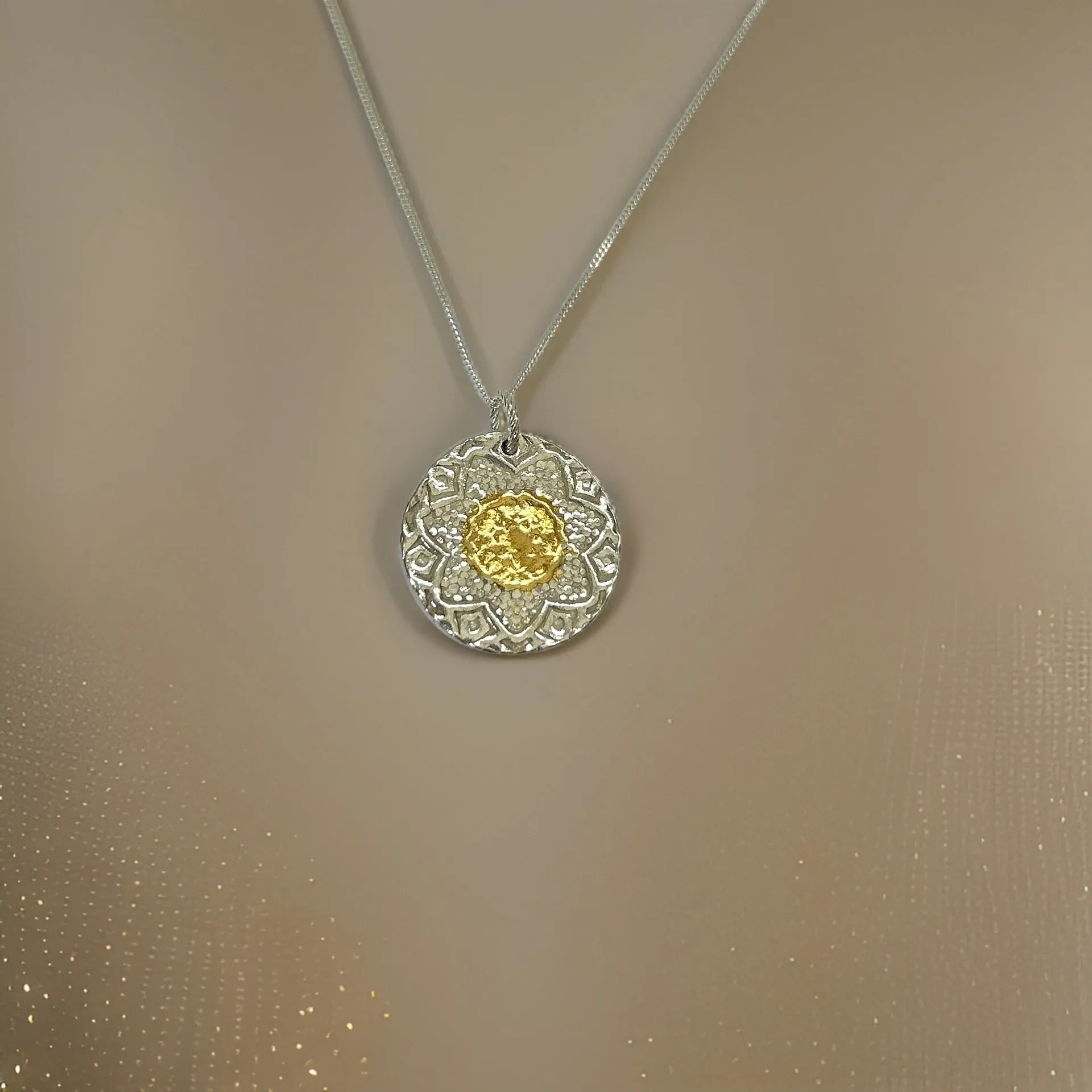 Silver and gold Patterned Necklace