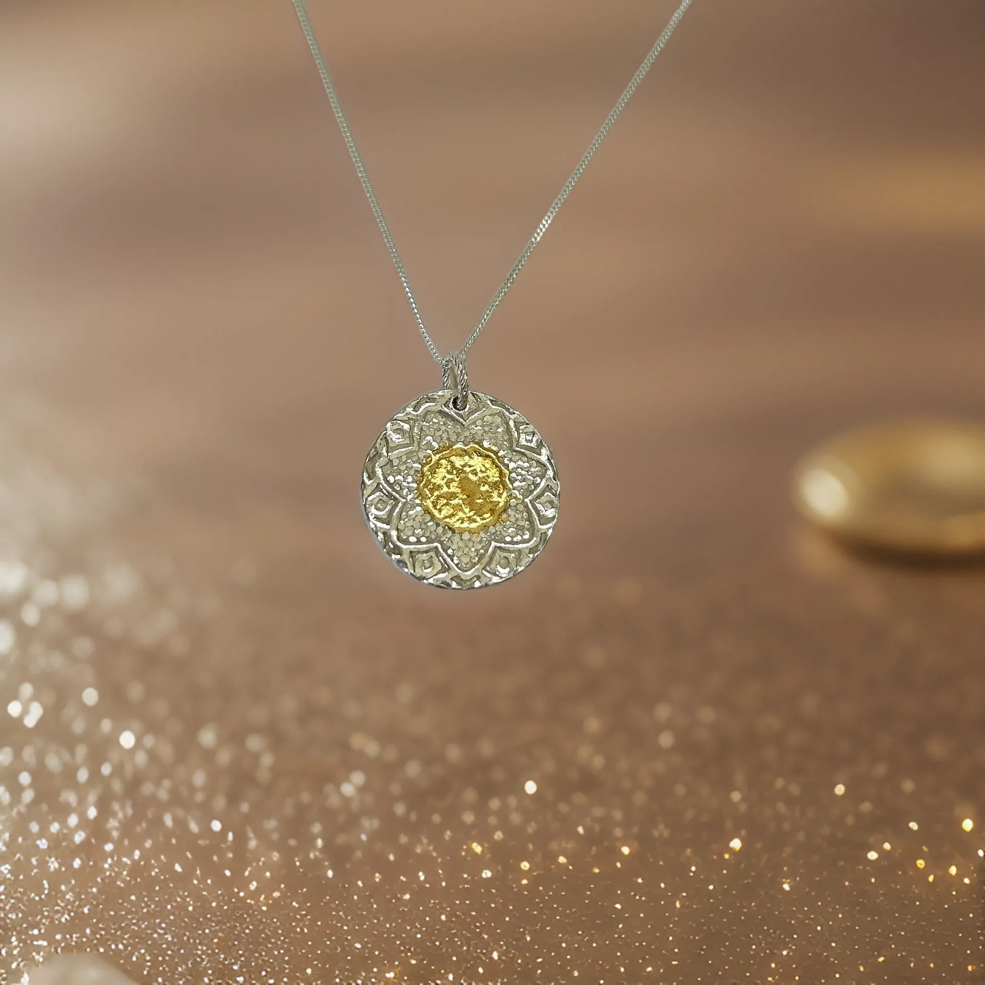 Silver and gold Patterned Necklace