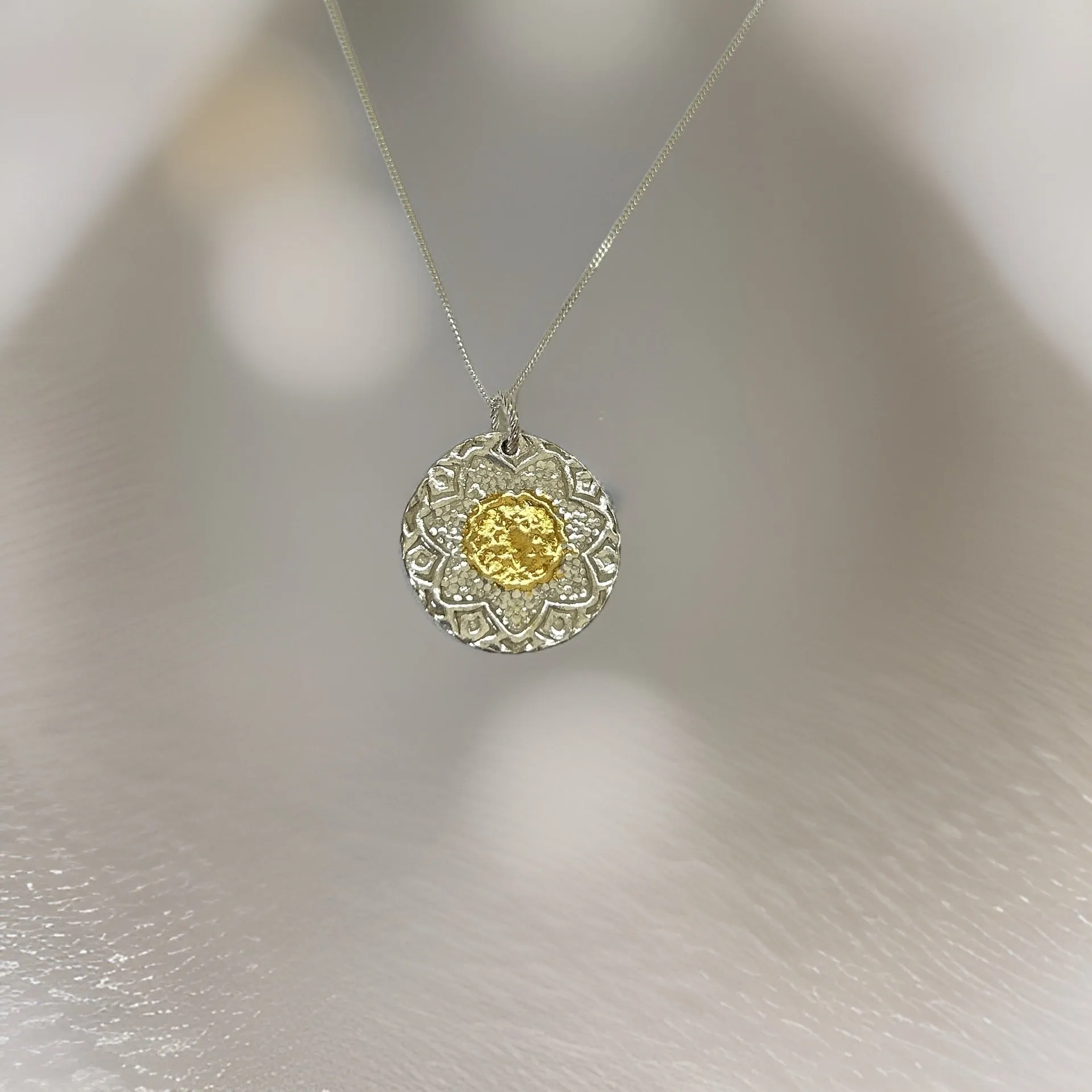 Silver and gold Patterned Necklace