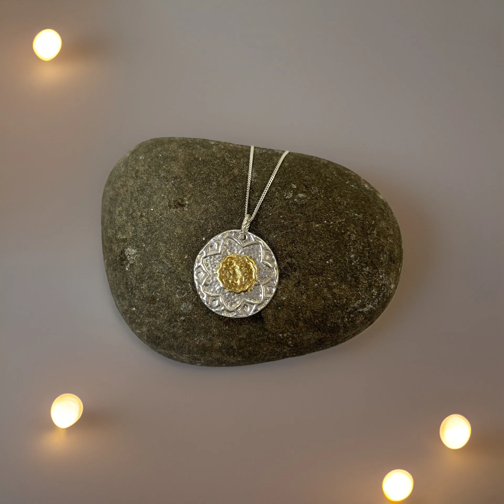 Silver and gold Patterned Necklace