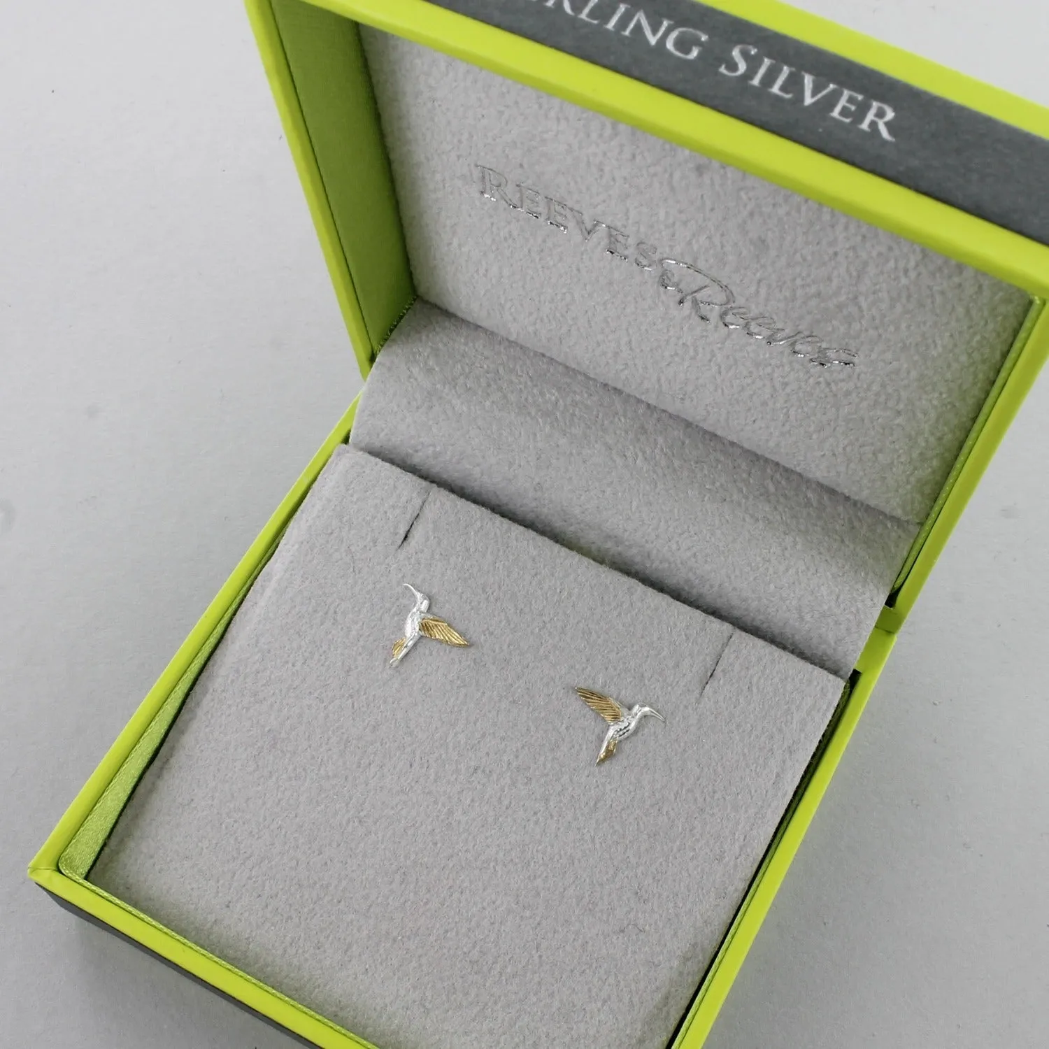 Silver and Golden Hummingbird Earrings
