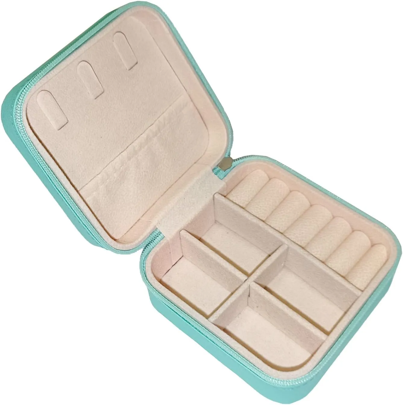 Small Travel Jewelry Box, Portable Mini Jewelry Leather Box Jewelry Ring Organizer Case Storage Holder Gift Boxes for Girls Women, Blue