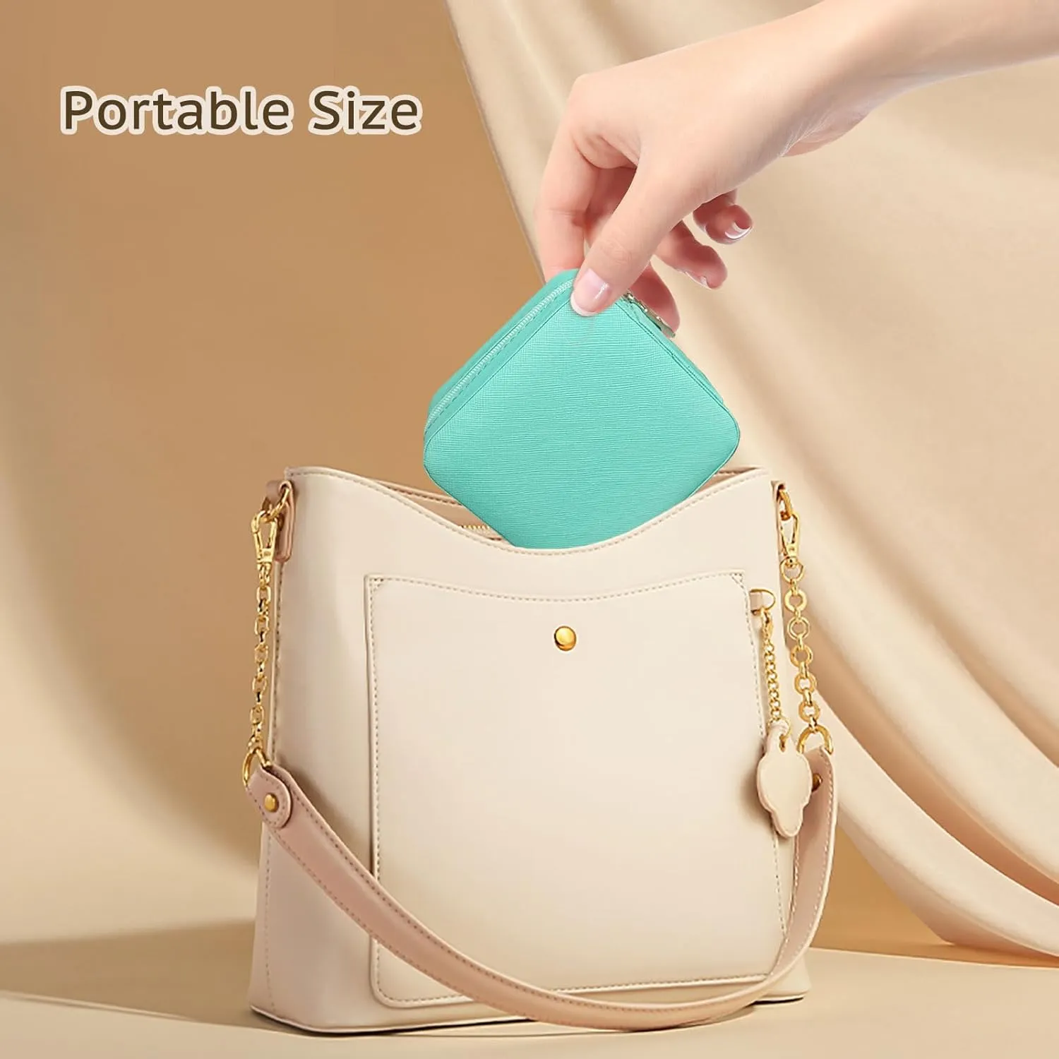 Small Travel Jewelry Box, Portable Mini Jewelry Leather Box Jewelry Ring Organizer Case Storage Holder Gift Boxes for Girls Women, Blue