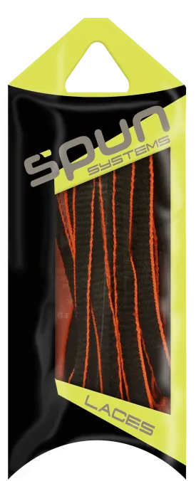 Spun™ Piped Oval Athletic ShoeLaces - Black & Neon Orange