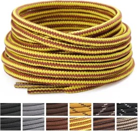 Stepace Round Shoelaces [2 Pairs] Heavy Duty Boot Shoe Laces for Hiking Work Boots