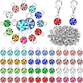 Sureio 120 Pcs Birthstone Charms for Jewelry Making Handmade DIY Crystal Birthstone Beads Bling Round Charms Bracelet Enamel for Jewelry Making Earrings Accessory (Multiple Color)