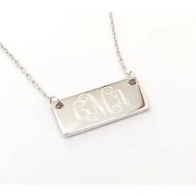 Tiny Bar Monogram Necklace Sterling Silver or Gold Plated