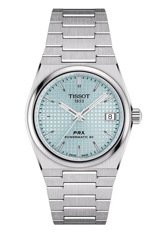 TISSOT SWISS T CLASSIC PRX POWERMATIC 80 ICE BLUE DIAL T137-207-11-351-00