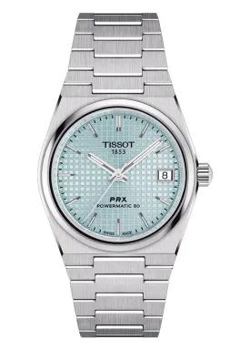 TISSOT SWISS T CLASSIC PRX POWERMATIC 80 ICE BLUE DIAL T137-207-11-351-00