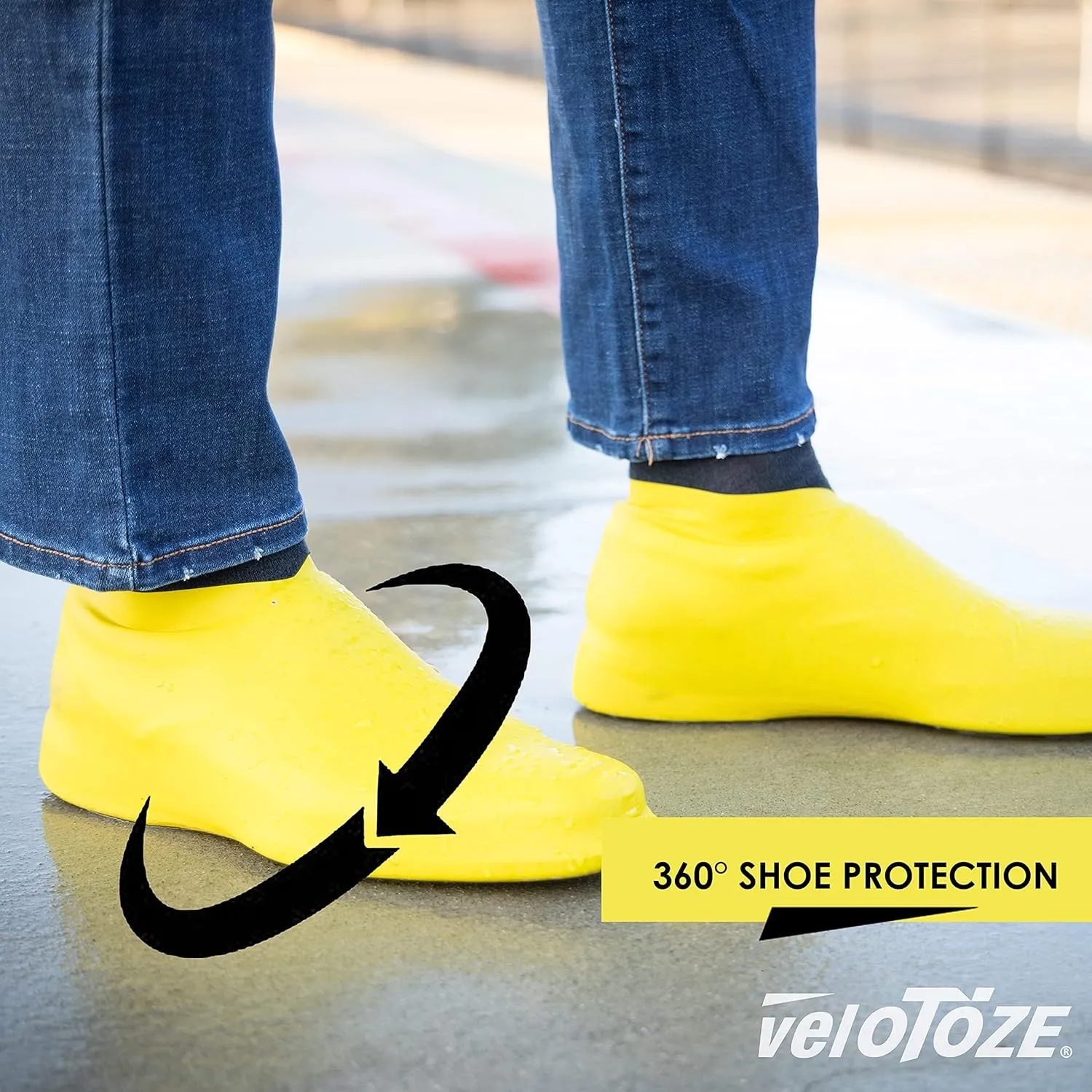 veloToze Roam - Waterproof Shoe Covers, Reusable for Commute in The Rain, Snow, Mud - Slip-on Rubber Galoshes Cover Sneakers or Dress Shoes, Booties for Men and Women
