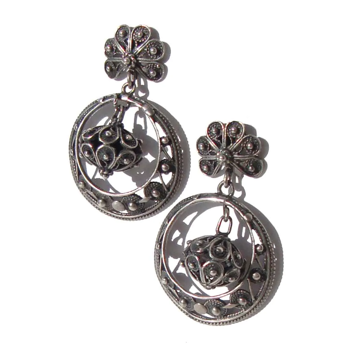 Vintage Silver Filigree Spanish Hoop Earrings – Softouch Clips