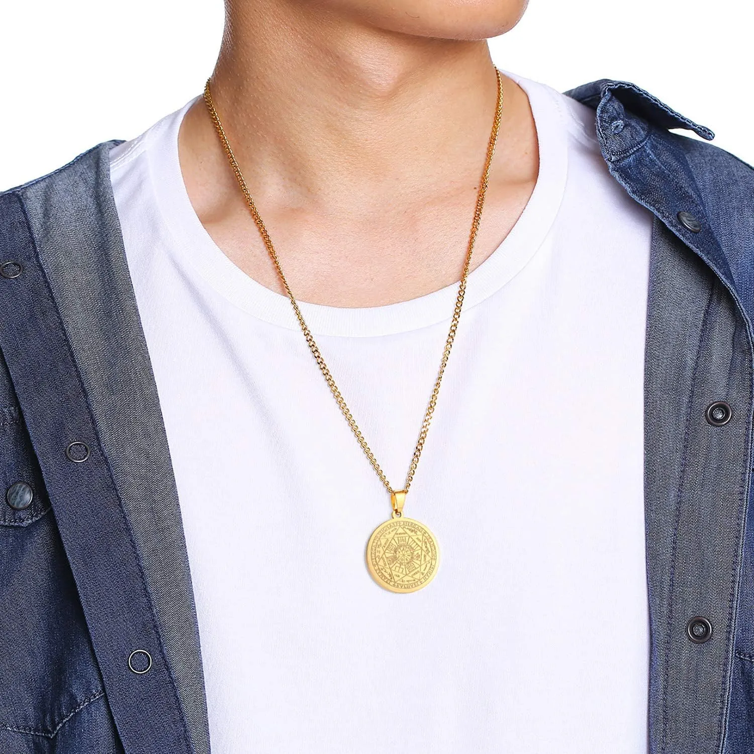 VNOX Seals of The Seven Archangels Pendant/Metatron??s Cub/Saint Michael Statement Necklace Talisman Pendant Amulet Jewelry