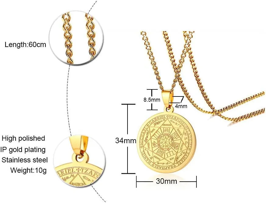 VNOX Seals of The Seven Archangels Pendant/Metatron??s Cub/Saint Michael Statement Necklace Talisman Pendant Amulet Jewelry