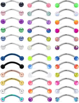 Vsnnsns Eyebrow Piercing Jewelry 16G Stainless Surgical Steel Curved Barbell Eyebrow Ring Vertical Labret Lip Jewelry Rook Daith Earrings Piercing Jewelry for Women Men 6mm 8mm 10mm 16 Gauge