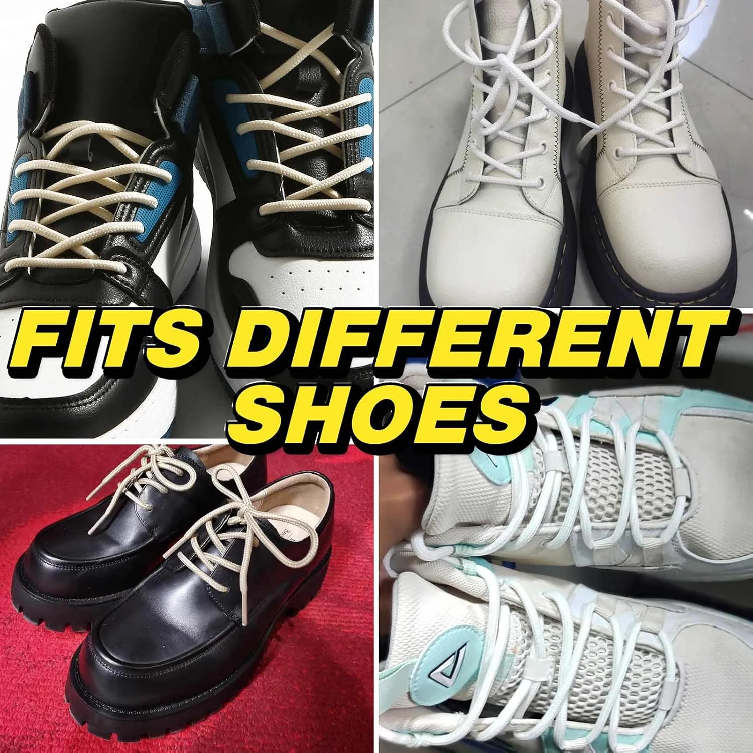 VSUDO 2 Pairs Round Boot Laces, 5/32" Outdoor Work & Hiking Shoe Laces for Boots