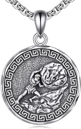 YFN Greek God Necklace Sterling Silver Greek Protector Pendant Religious Jewelry Gifts for Women Men
