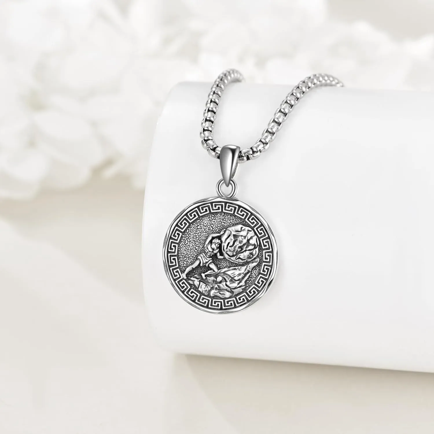 YFN Greek God Necklace Sterling Silver Greek Protector Pendant Religious Jewelry Gifts for Women Men