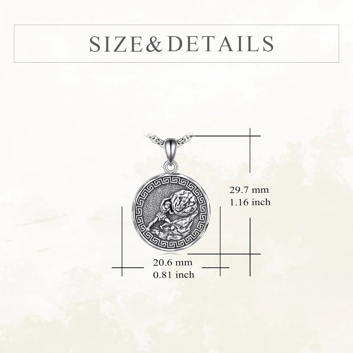 YFN Greek God Necklace Sterling Silver Greek Protector Pendant Religious Jewelry Gifts for Women Men