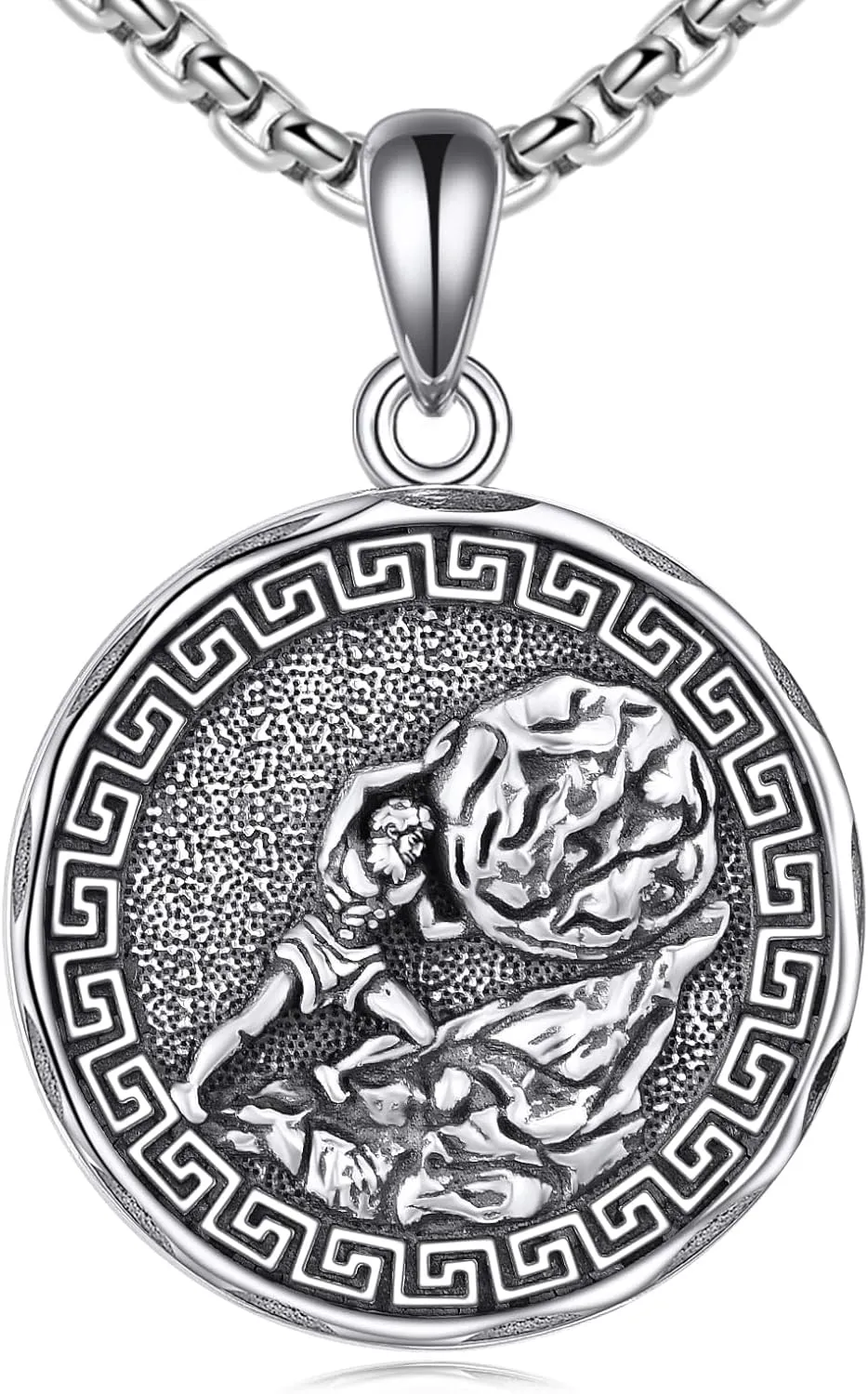 YFN Greek God Necklace Sterling Silver Greek Protector Pendant Religious Jewelry Gifts for Women Men