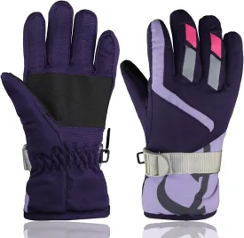 YR.Lover Children Ski Gloves Winter Warm Outdoor Riding Thickening Gloves(2-4Y)
